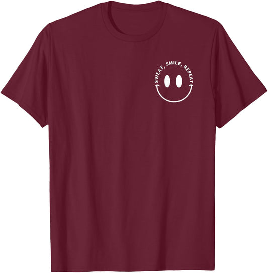 Cute Gym Pump Cover - Sweat, Smile, Repeat - for Gym Fanatic T-Shirt - T-Shirt | Maroon