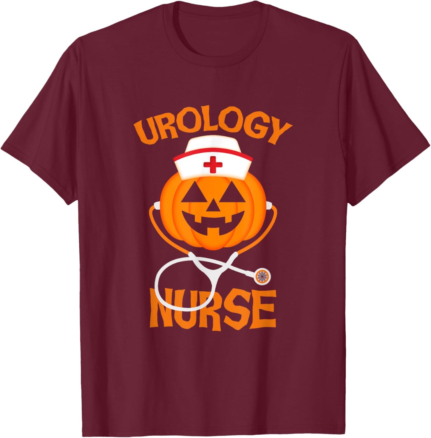 Stethoscope Pumpkin Urology Nurse Halloween Women T-Shirt - T-Shirt | Maroon