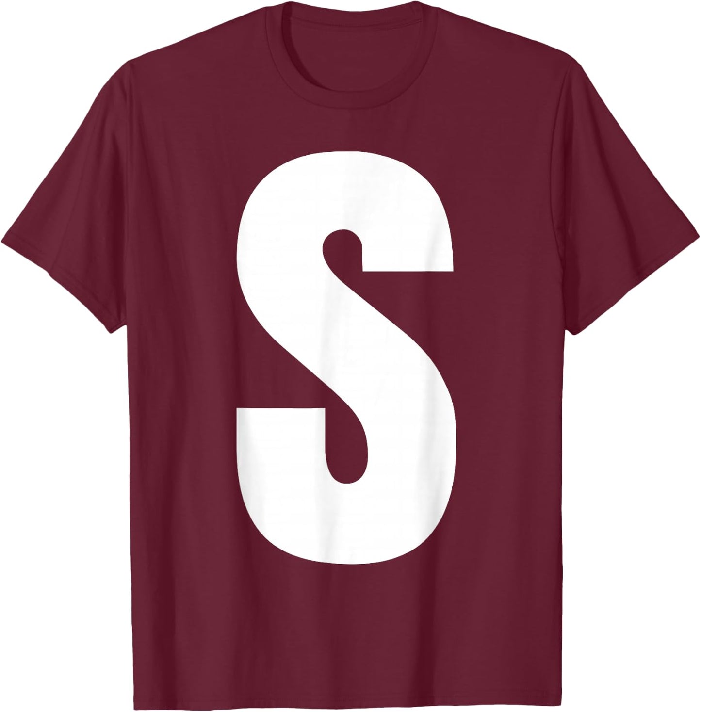 Letter S Capital Bold Alphabet Matching Monogram T-Shirt - T-Shirt | Maroon