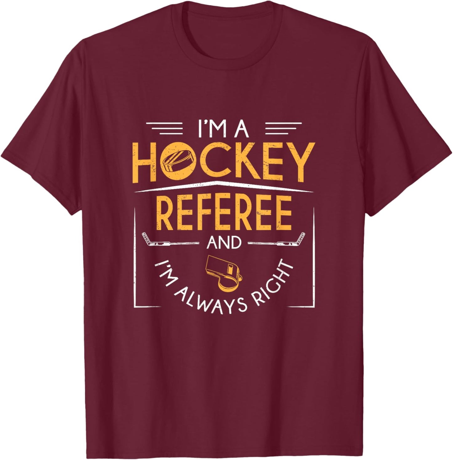 Funny I'm A Hockey Referee And I'm Always Right Human Zebra T-Shirt - T-Shirt | Maroon