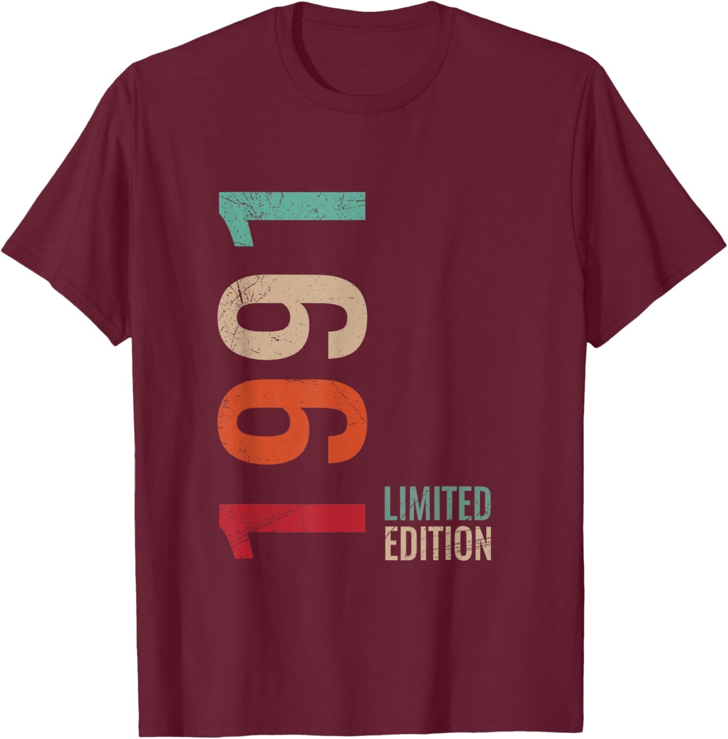 34th Birthday Husband Wife Son Daughter 34 Years Old 1991 T-Shirt - T-Shirt | Maroon