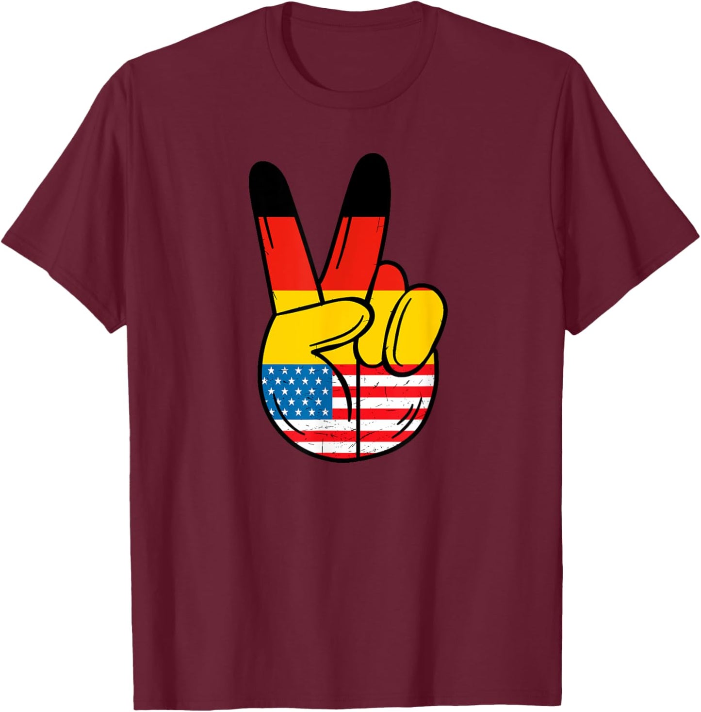 Half German And Half American Germany Usa Flag Peace Sign T-Shirt - T-Shirt | Maroon