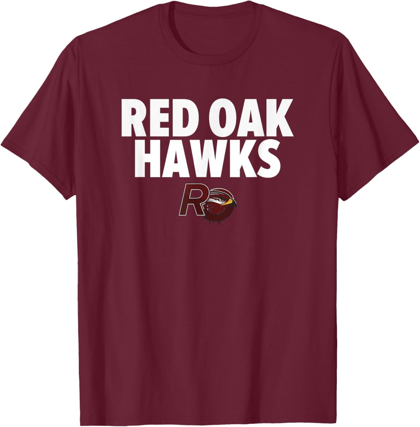 Red Oak Hawks Logo Bold HS T-Shirt - T-Shirt | Maroon