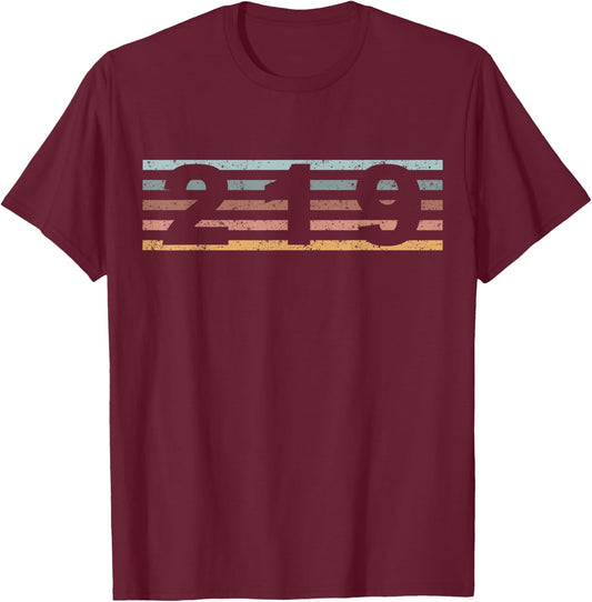 219 Area Code Retro Indiana Gary T-Shirt - T-Shirt | Maroon