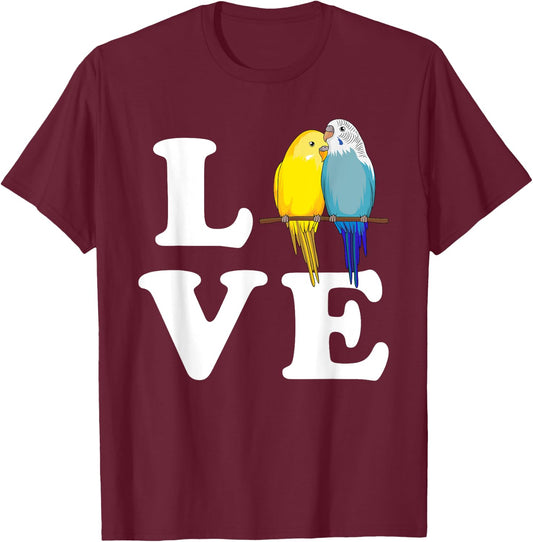 Budgie Love Parakeet Budgerigar Girl T-Shirt - T-Shirt | Maroon