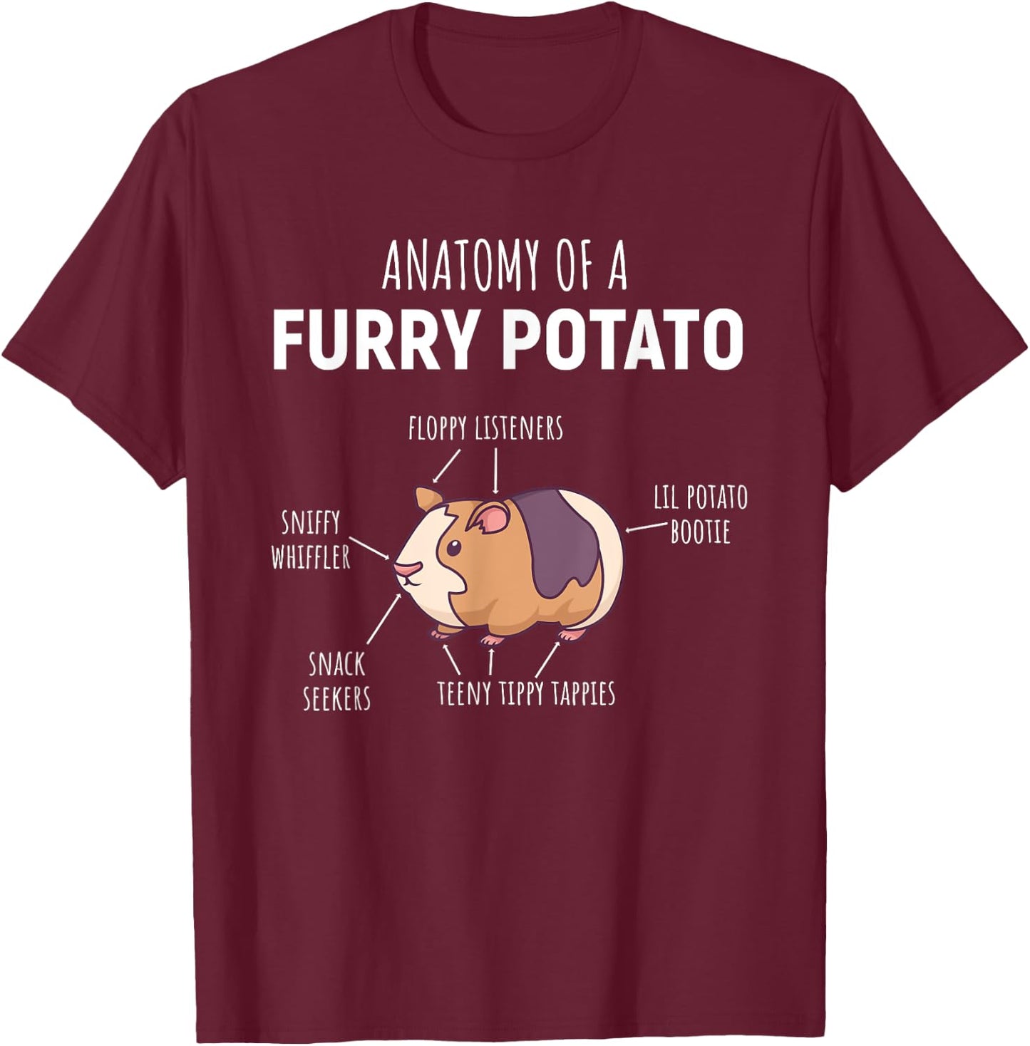 Anatomy Of A Furry Potato Guinea Pig Lover Gift T-Shirt - T-Shirt | Maroon