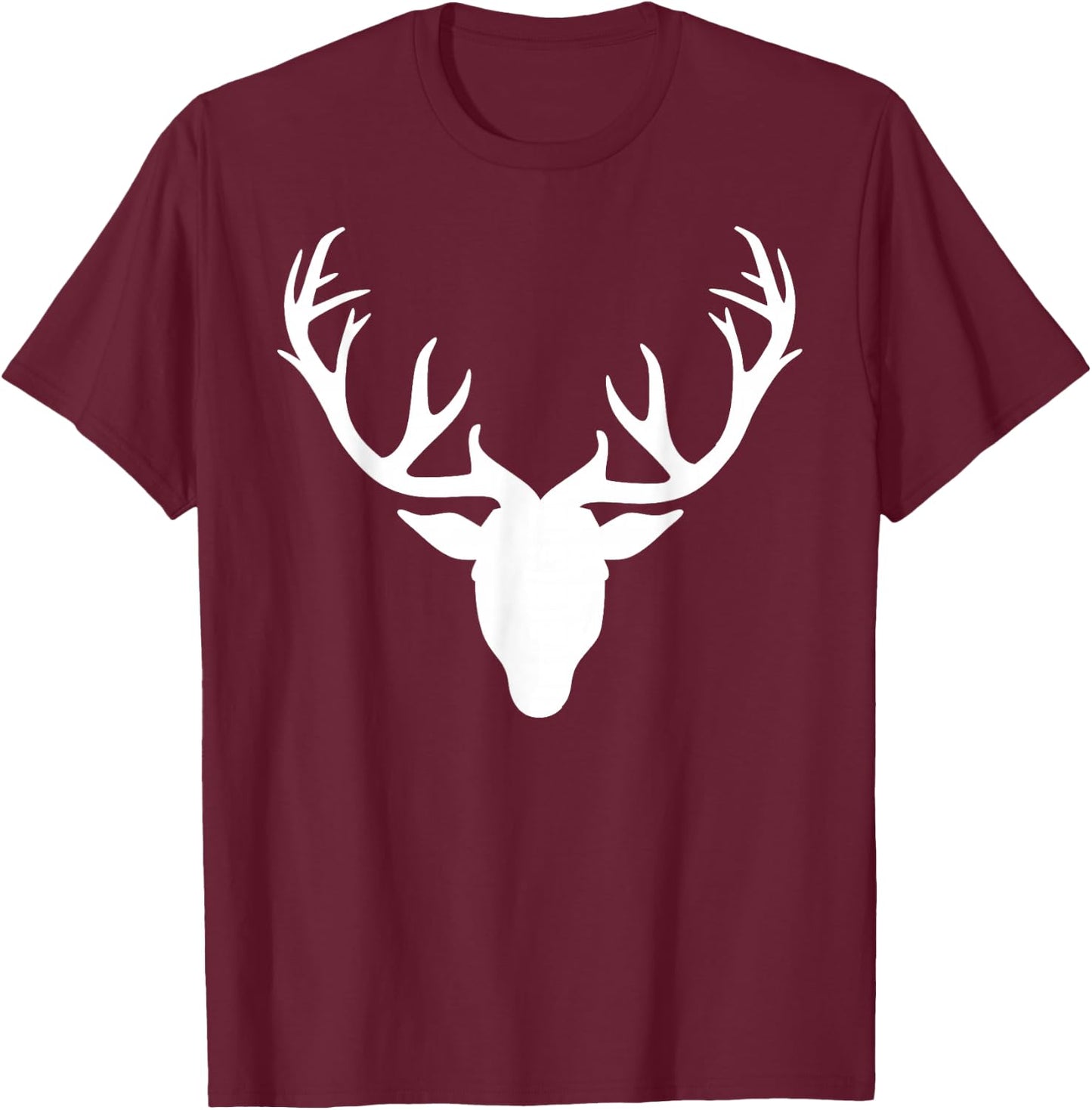 Deer Head Antlers T-Shirt - T-Shirt | Maroon