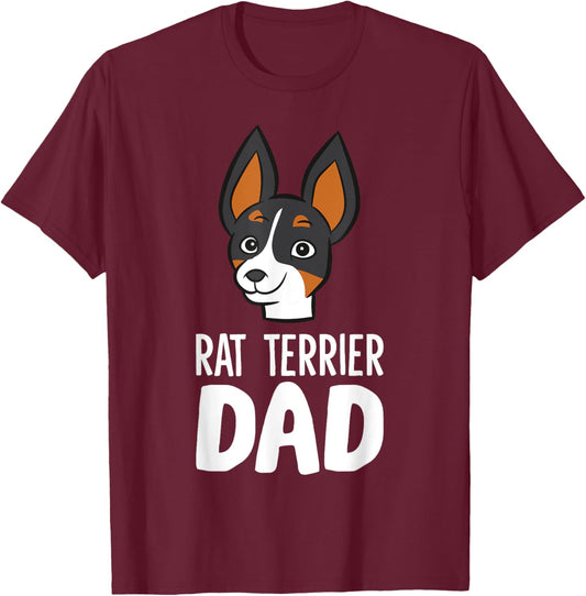 Rat Terrier Dog Owner Papa Funny Rat Terrier Dad T-Shirt - T-Shirt | Maroon