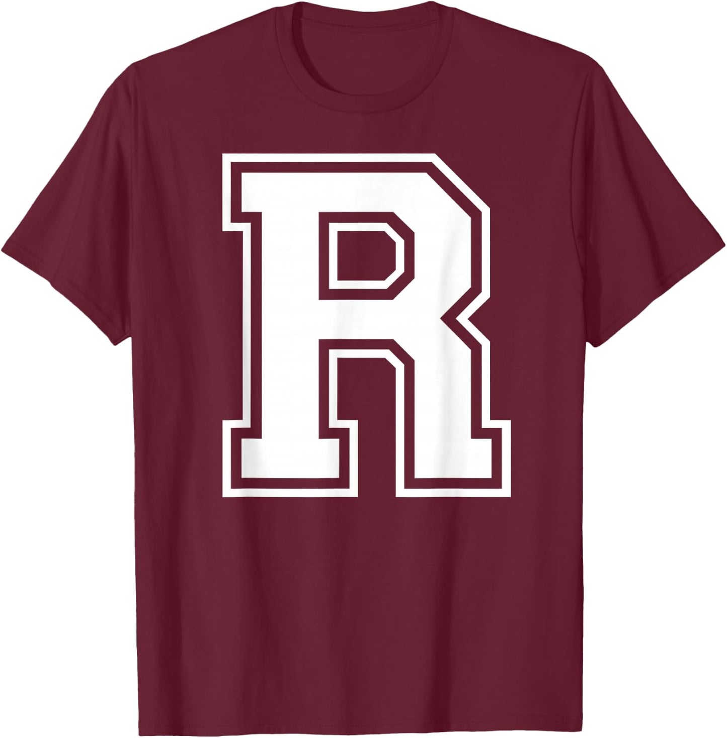Letter R Capital Alphabet College Varsity Monogram Club T-Shirt - T-Shirt | Maroon