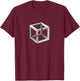 Geometric Cube Impossible Brain Bender Eye Trick Gift T-Shirt - T-Shirt | Maroon