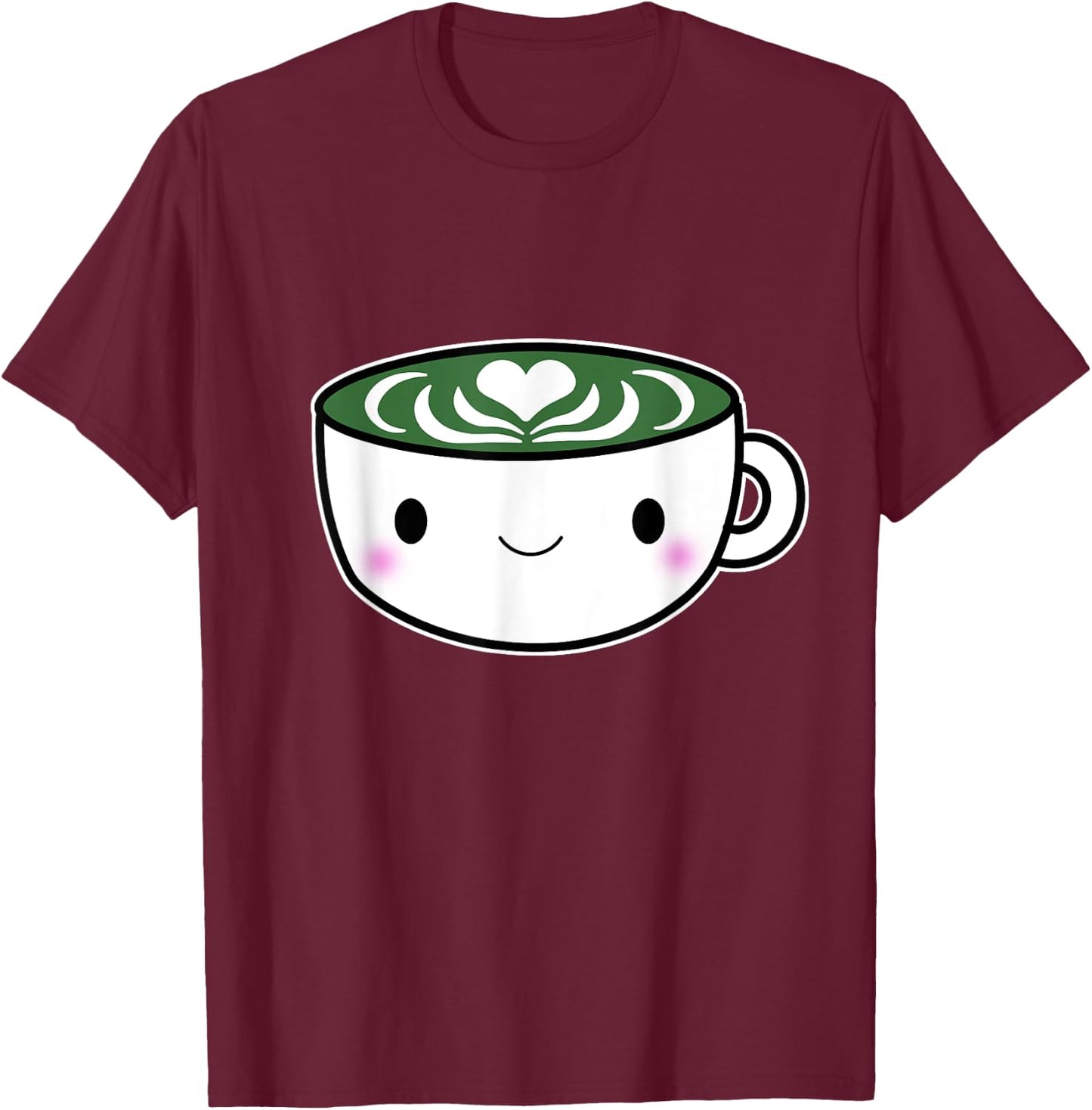 Matcha Shirts Green Tea Latte Kawaii Cute T-Shirt - T-Shirt | Maroon