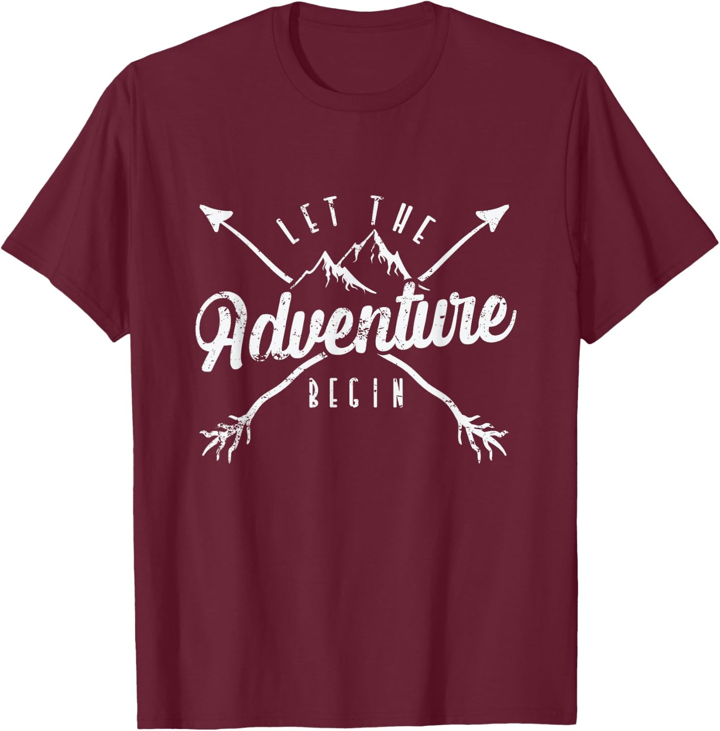 Camping "Let The Adventure Begin" T-Shirt - T-Shirt | Maroon
