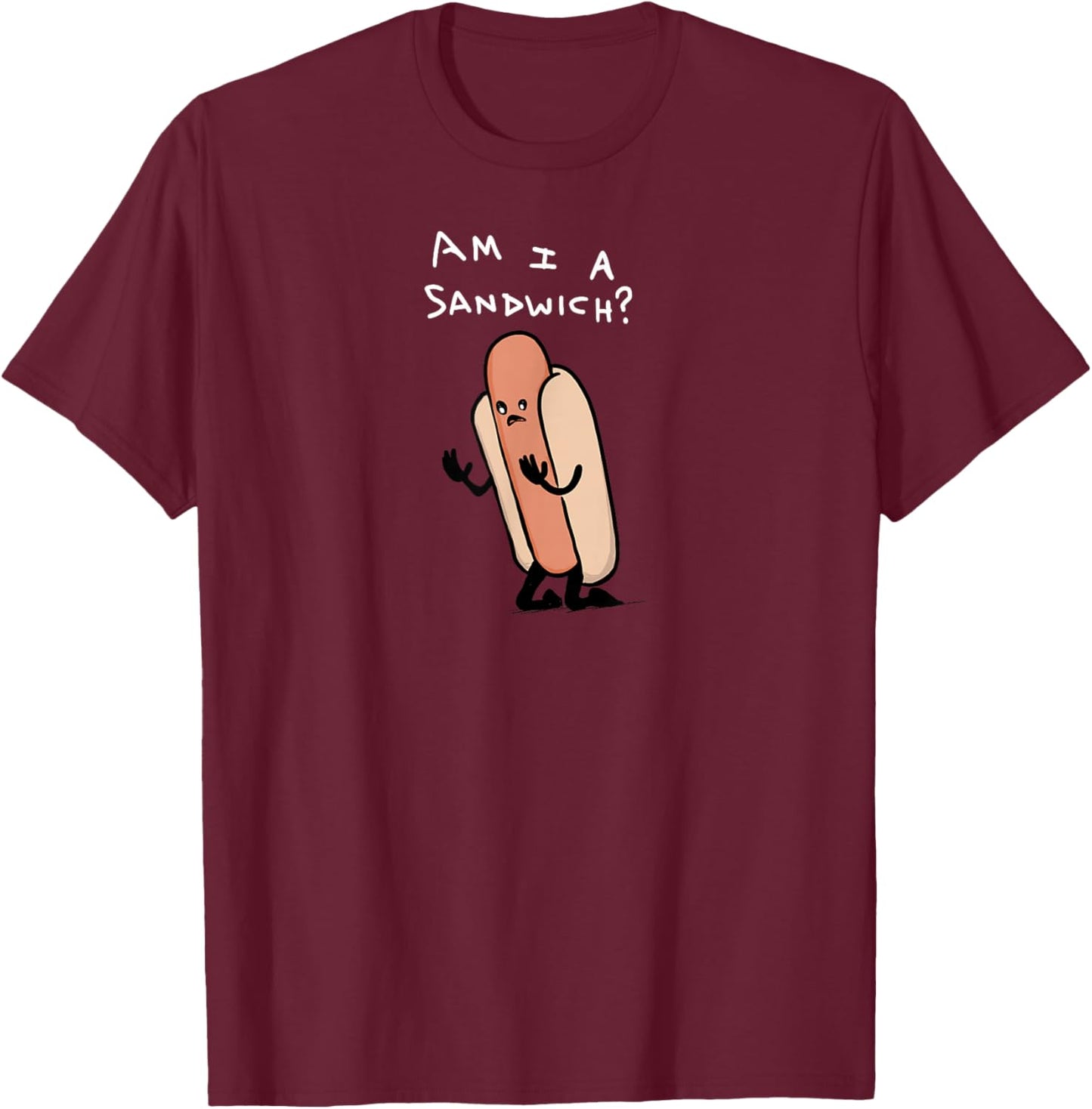 Threadless Nathan W. Pyle Am I A Sandwich? Graphic T-Shirt - T-Shirt | Maroon