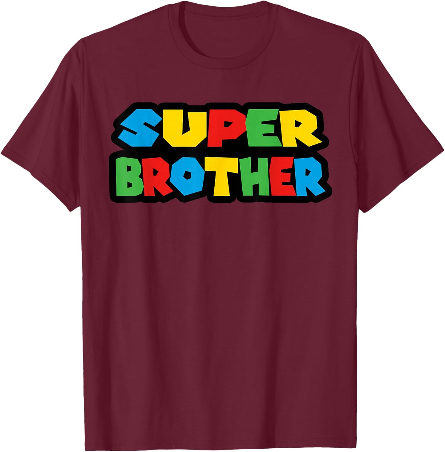 Gamer Super Brother Classic Funny T-Shirt - T-Shirt | Maroon