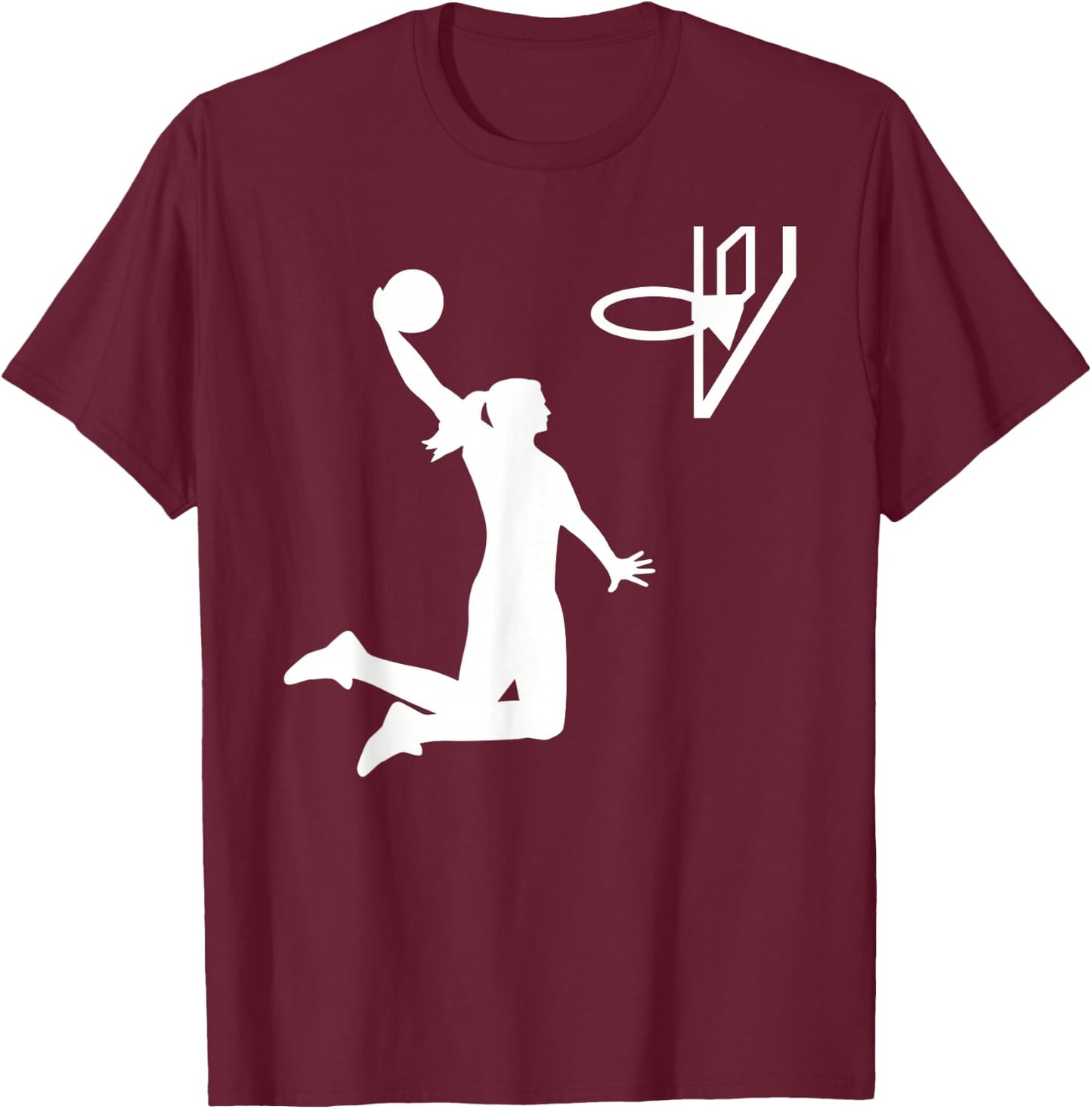 Basketball Girl Woman T-Shirt - T-Shirt | Maroon