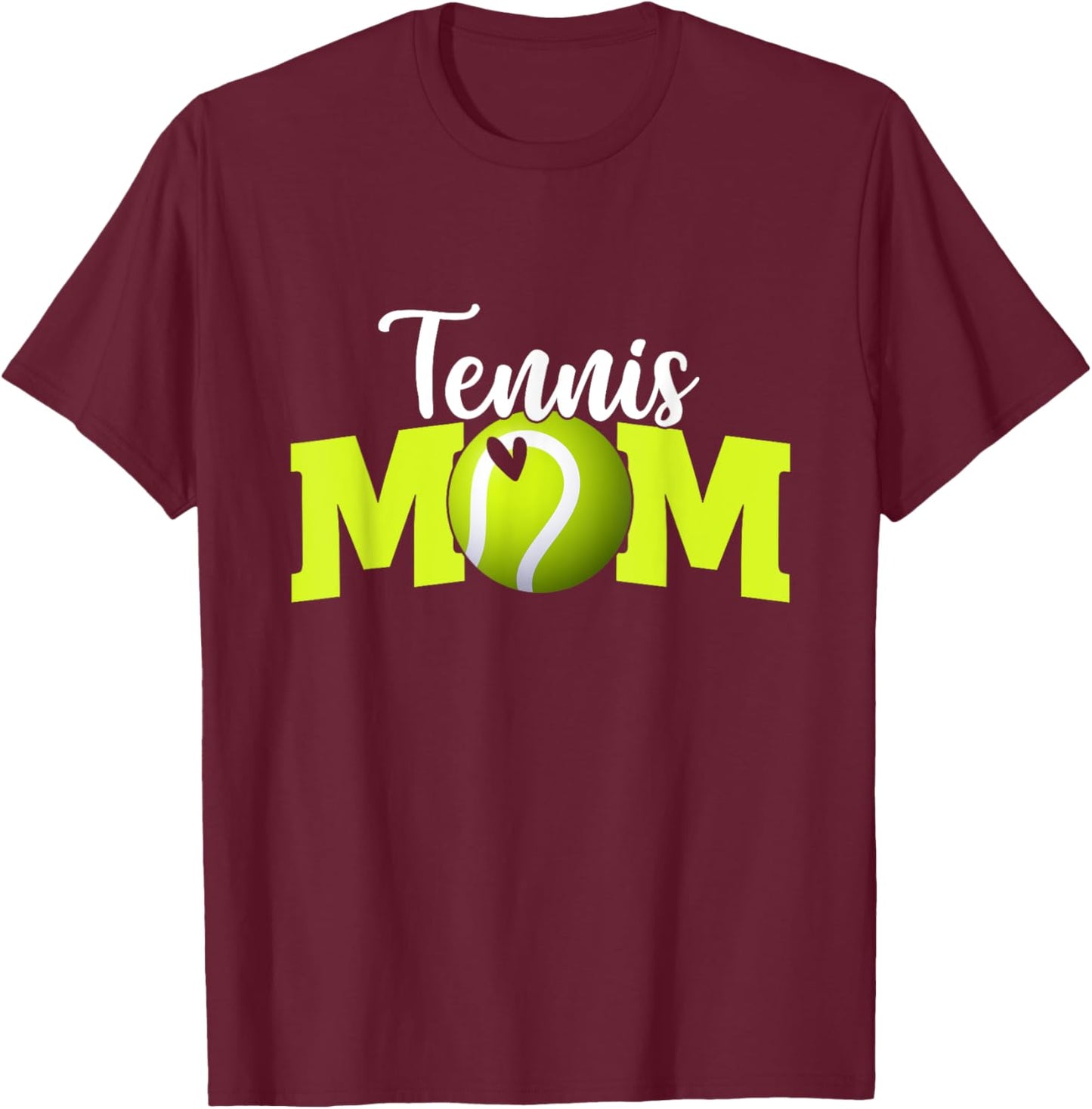 Tennis Mom Cute Letter Print Women Cute Mother's Day T-Shirt - T-Shirt | Maroon