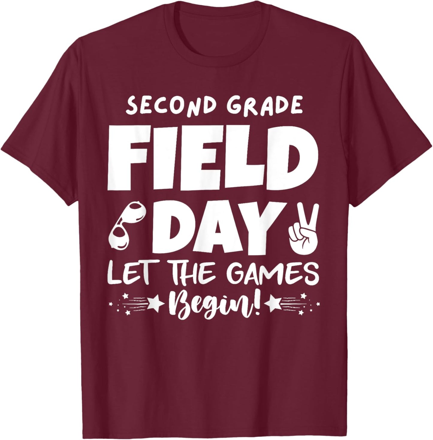 Field Day second 2nd grade Orange 2025 boy girl teacher T-Shirt - T-Shirt | Maroon