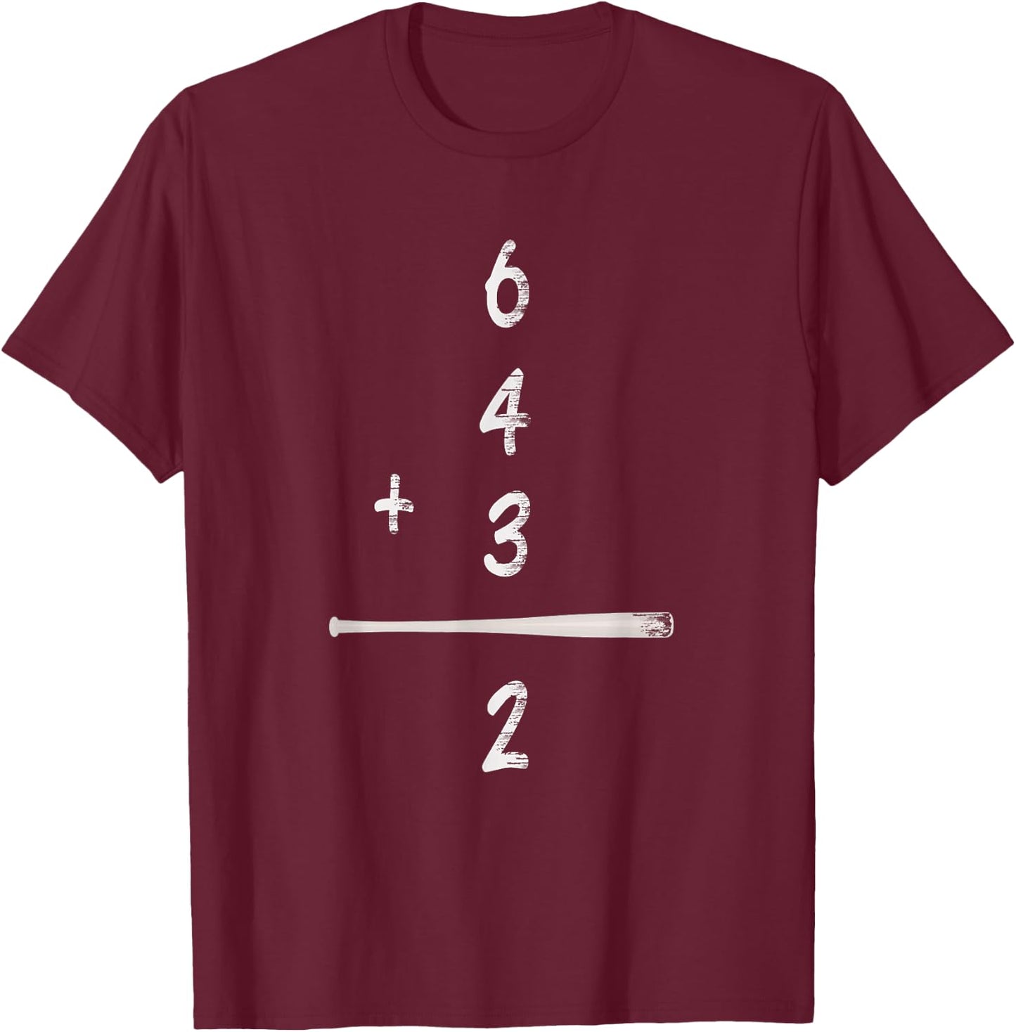 Baseball Math 6 4 3 2 Double Play Cute Softball Game T-Shirt - T-Shirt | Maroon