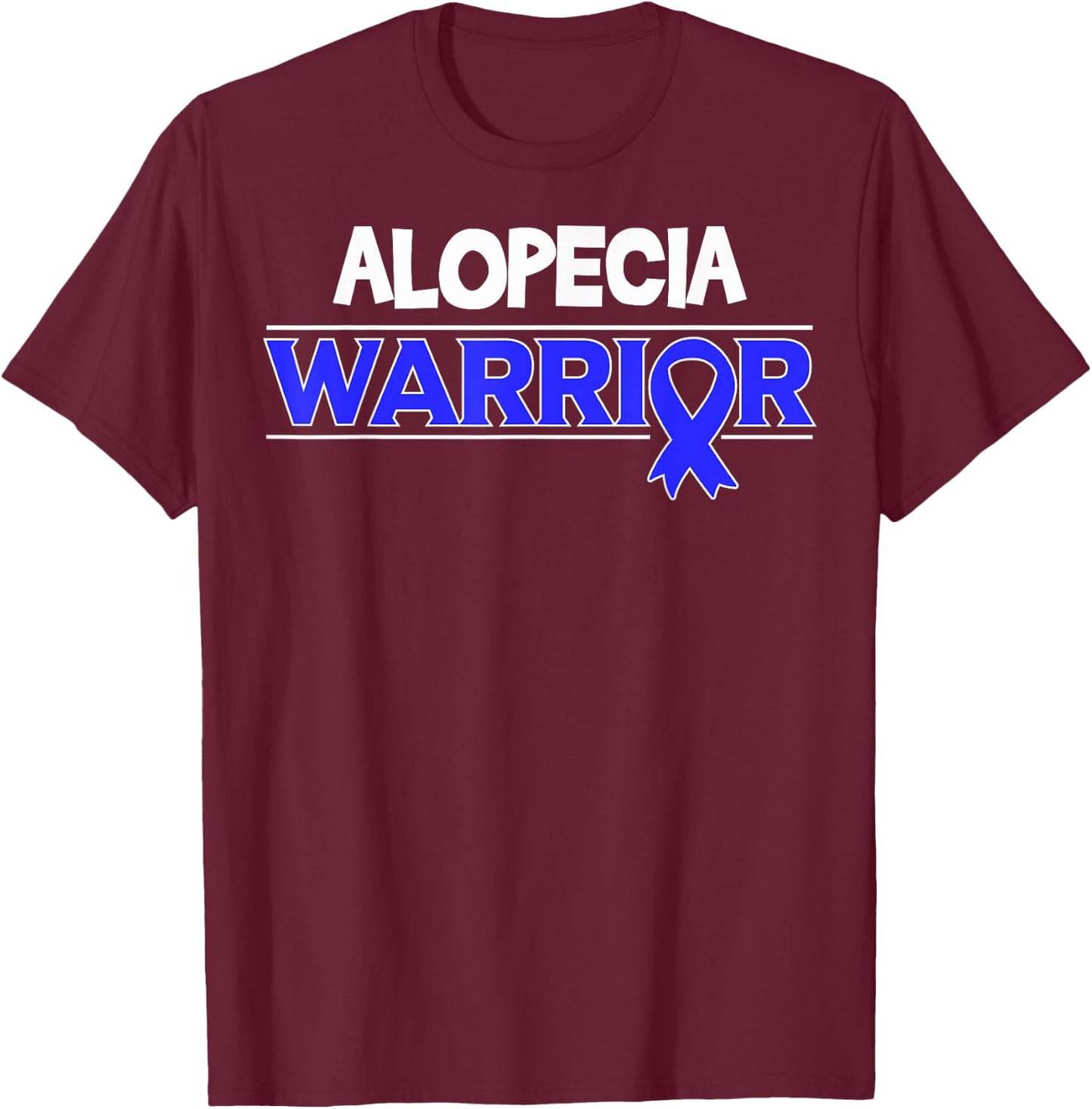 Alopecia Warrior Hair Loss Awareness Ribbon T-Shirt - T-Shirt | Maroon
