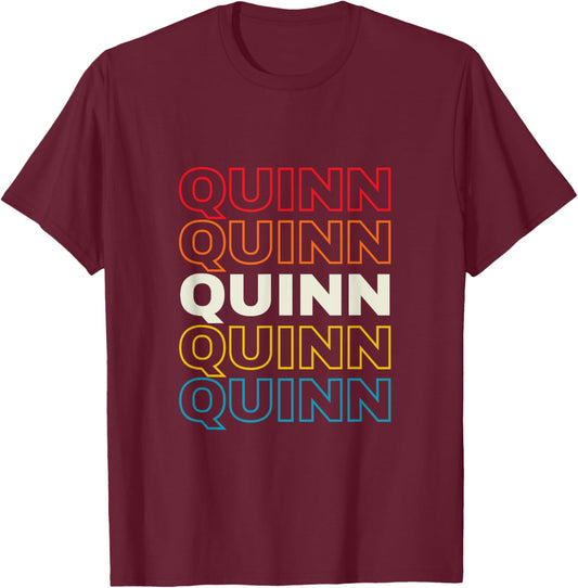 I Love Quinn Personalized Retro Sunset First Name T-Shirt - T-Shirt | Maroon