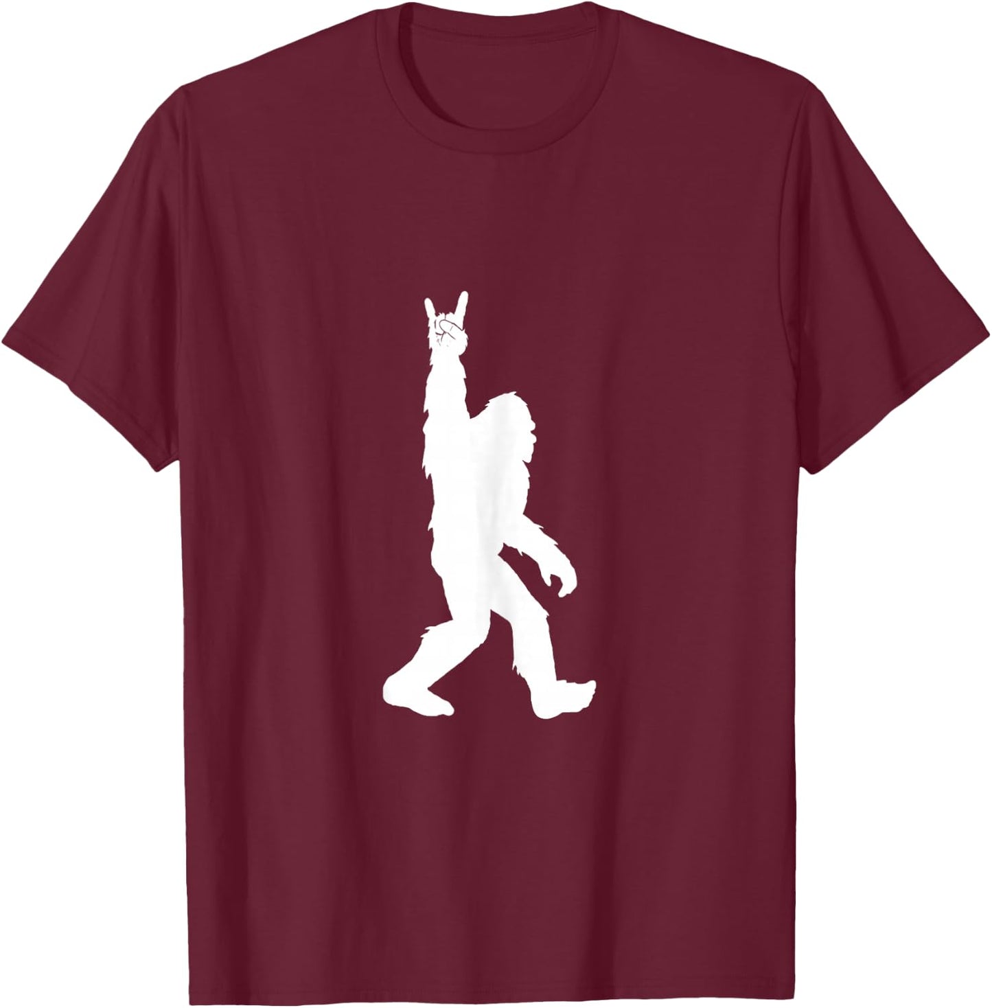 Funny Bigfoot Rock and Roll for Sasquatch Believers T-Shirt - T-Shirt | Maroon
