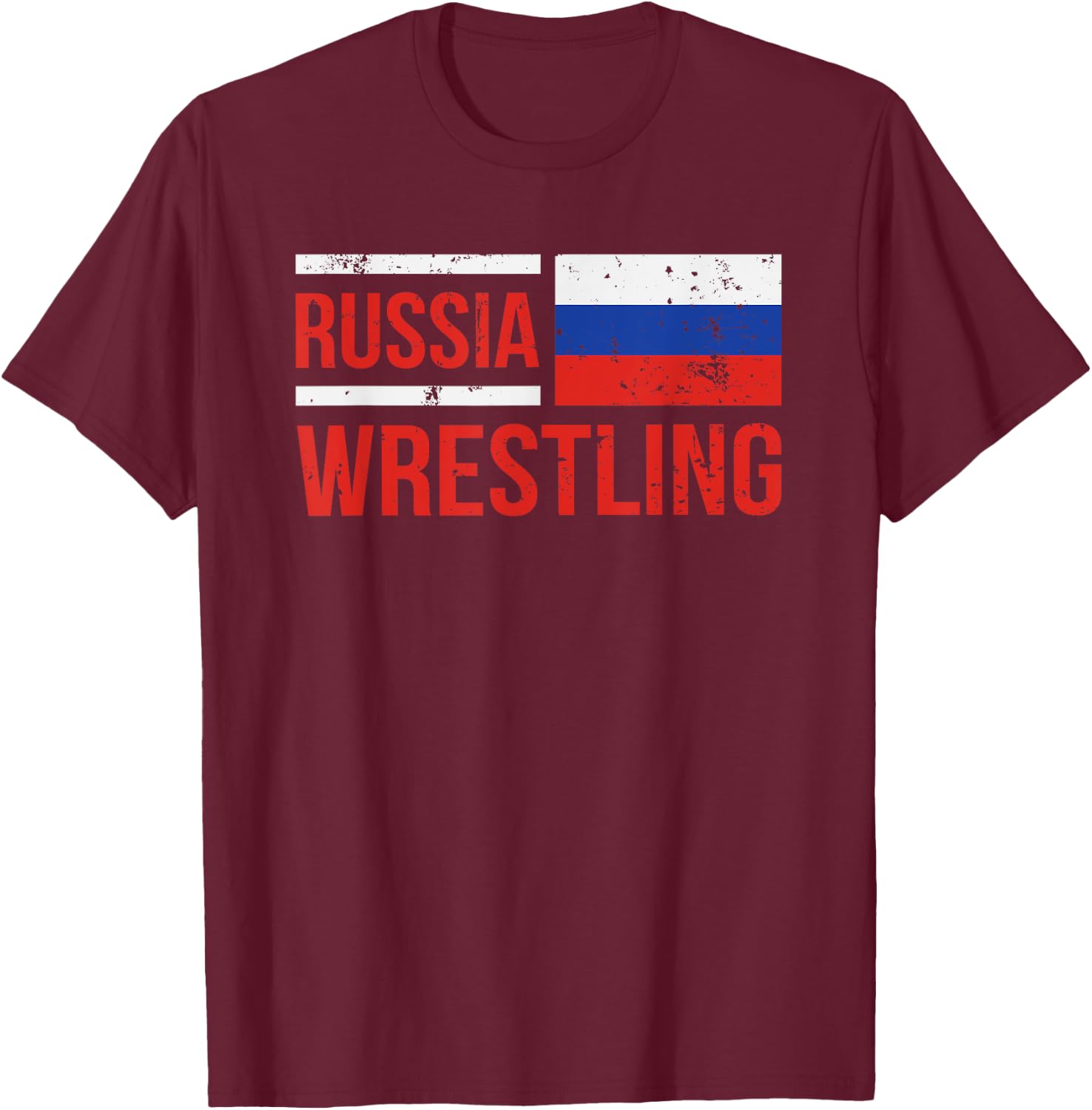 Russia Wrestling RUS Flag Amateur Wrestler Grappling T-Shirt - T-Shirt | Maroon