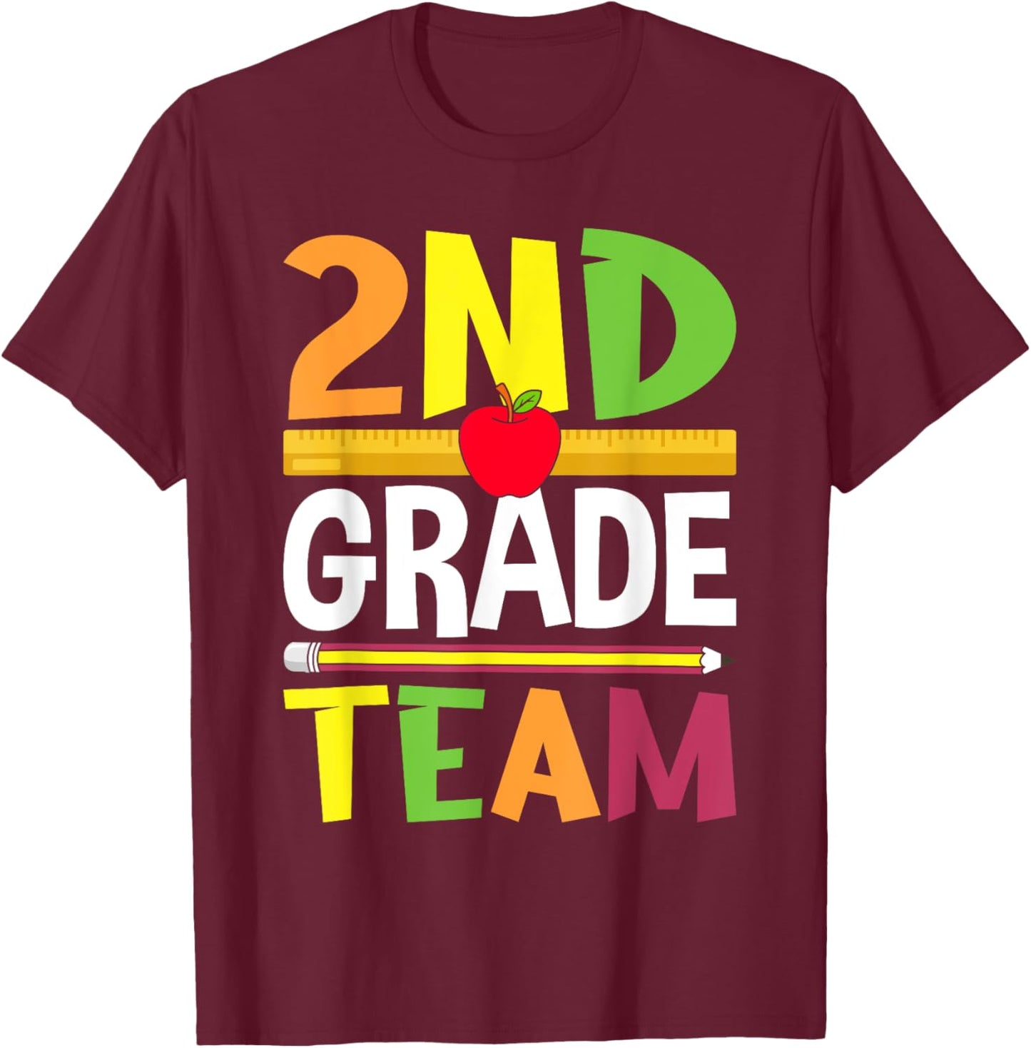 2nd Grade Team 2nd Grade Squad Teacher T-Shirt - T-Shirt | Maroon