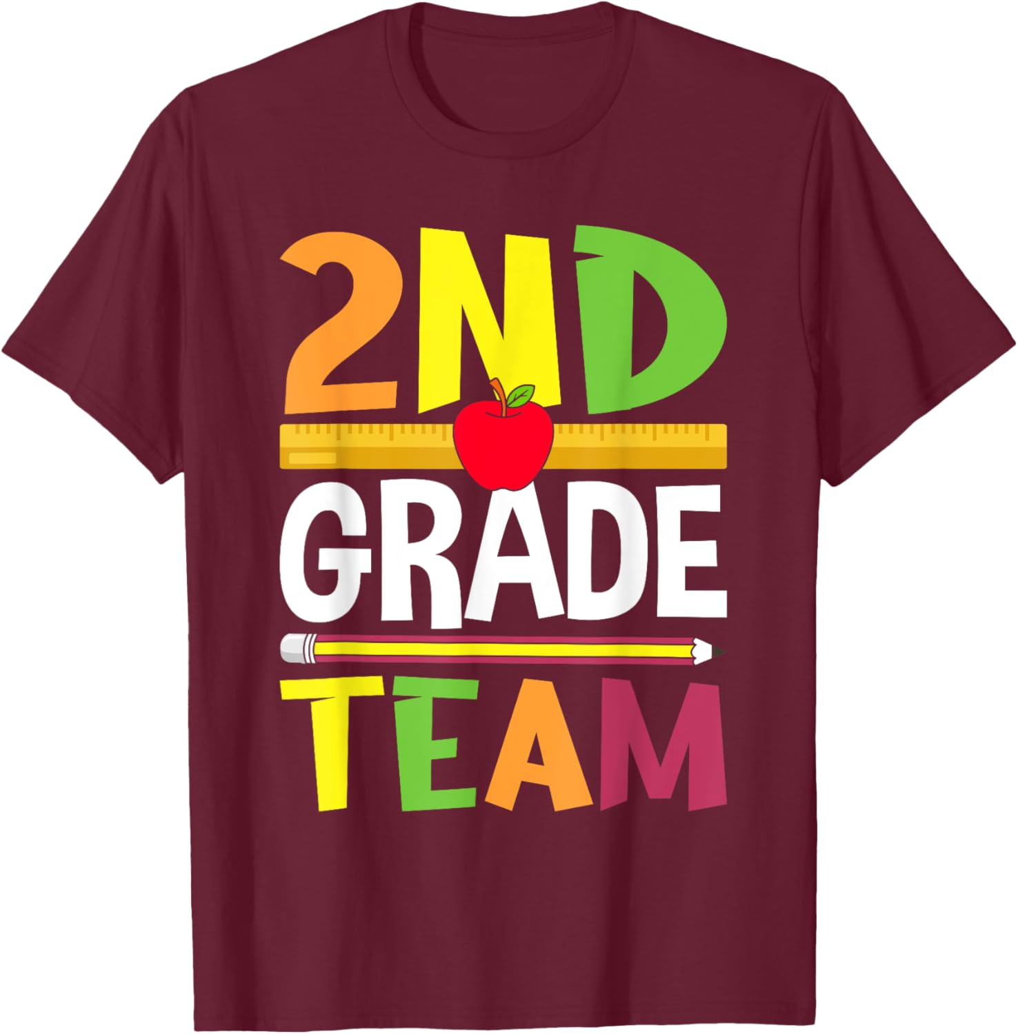2nd Grade Team 2nd Grade Squad Teacher T-Shirt - T-Shirt | Maroon