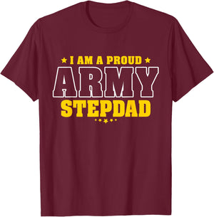 Proud Army Stepdad Patriotic Pride Military Stepfather Men T-Shirt - T-Shirt | Maroon