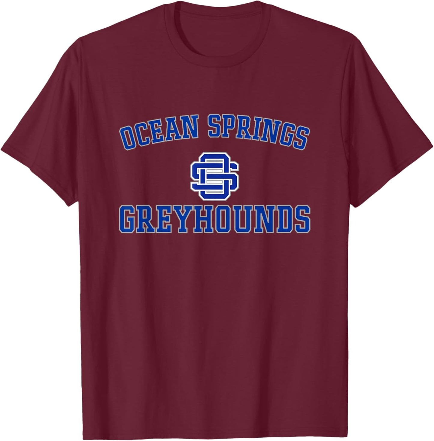 Ocean Springs Greyhounds Logo Varsity HS T-Shirt - T-Shirt | Maroon