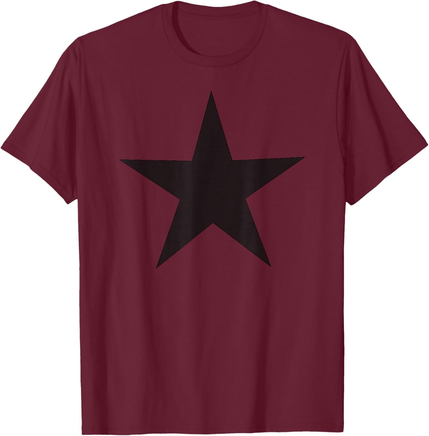 Black Star Five Pointed Star T-Shirt - T-Shirt | Maroon