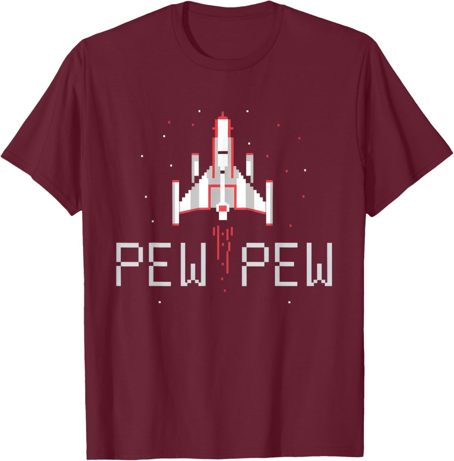 Pew Pew Gamer Vintage 80's 90's Arcade Gaming Lover T-Shirt - T-Shirt | Maroon