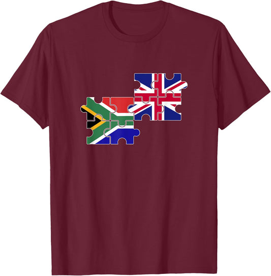 South Africa UK Flag British South African T-Shirt - T-Shirt | Maroon