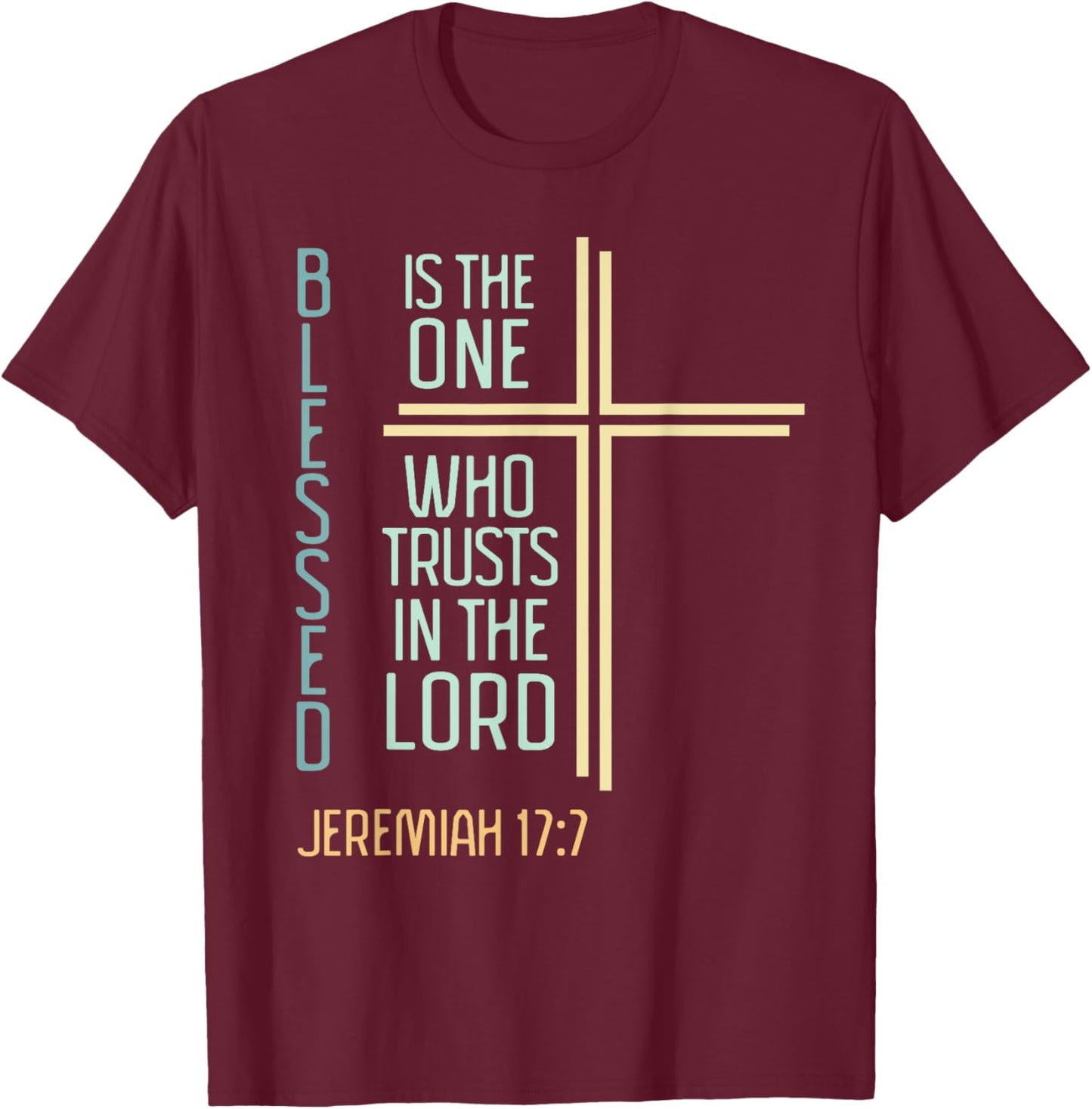Christian Bible Verse Blessed Jeremiah Retro Cross Women T-Shirt - T-Shirt | Maroon