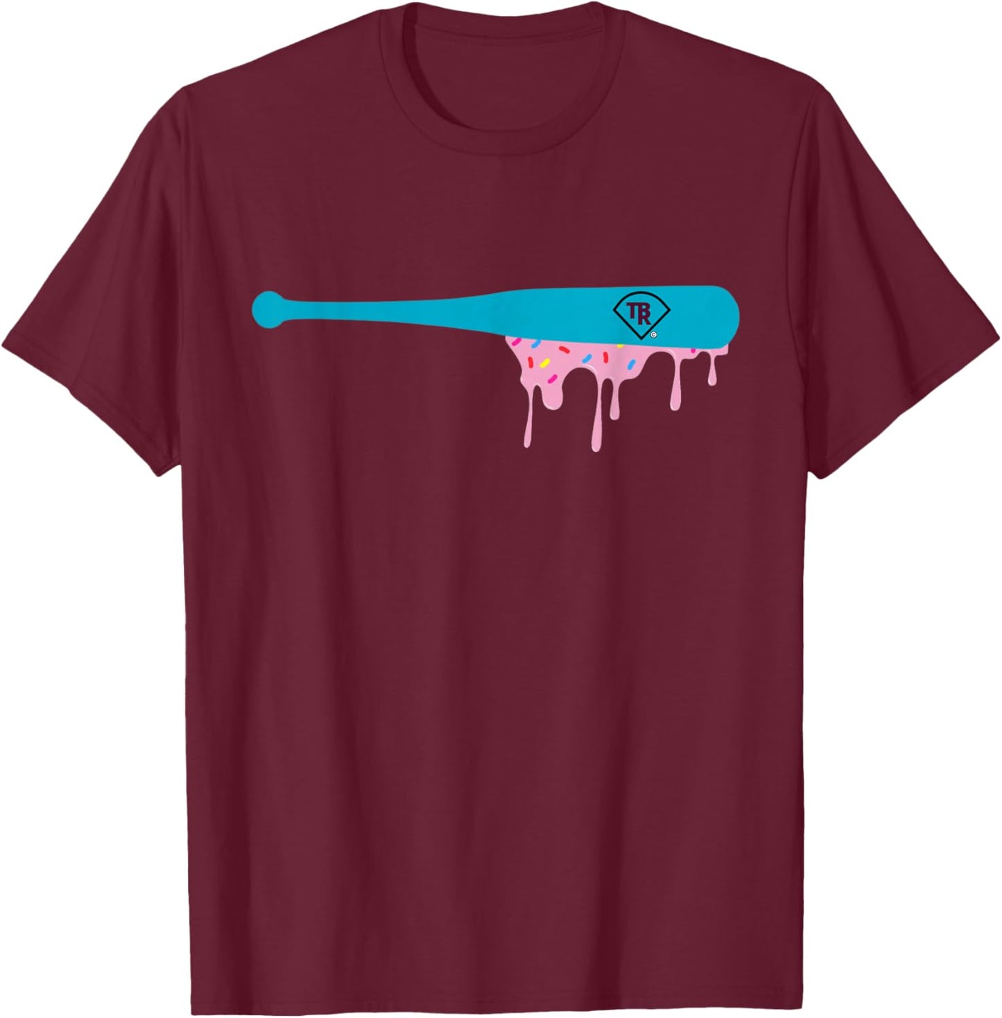 Baseball Bat with Sprinkles Drip T-Shirt - T-Shirt | Maroon