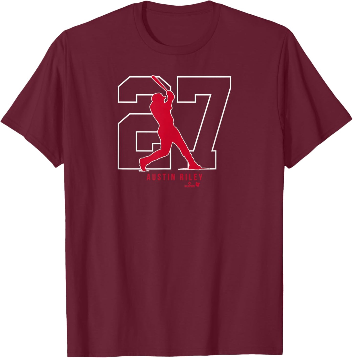 BreakingT Austin Riley 27: Atlanta - Atlanta Baseball T-Shirt - T-Shirt | Maroon