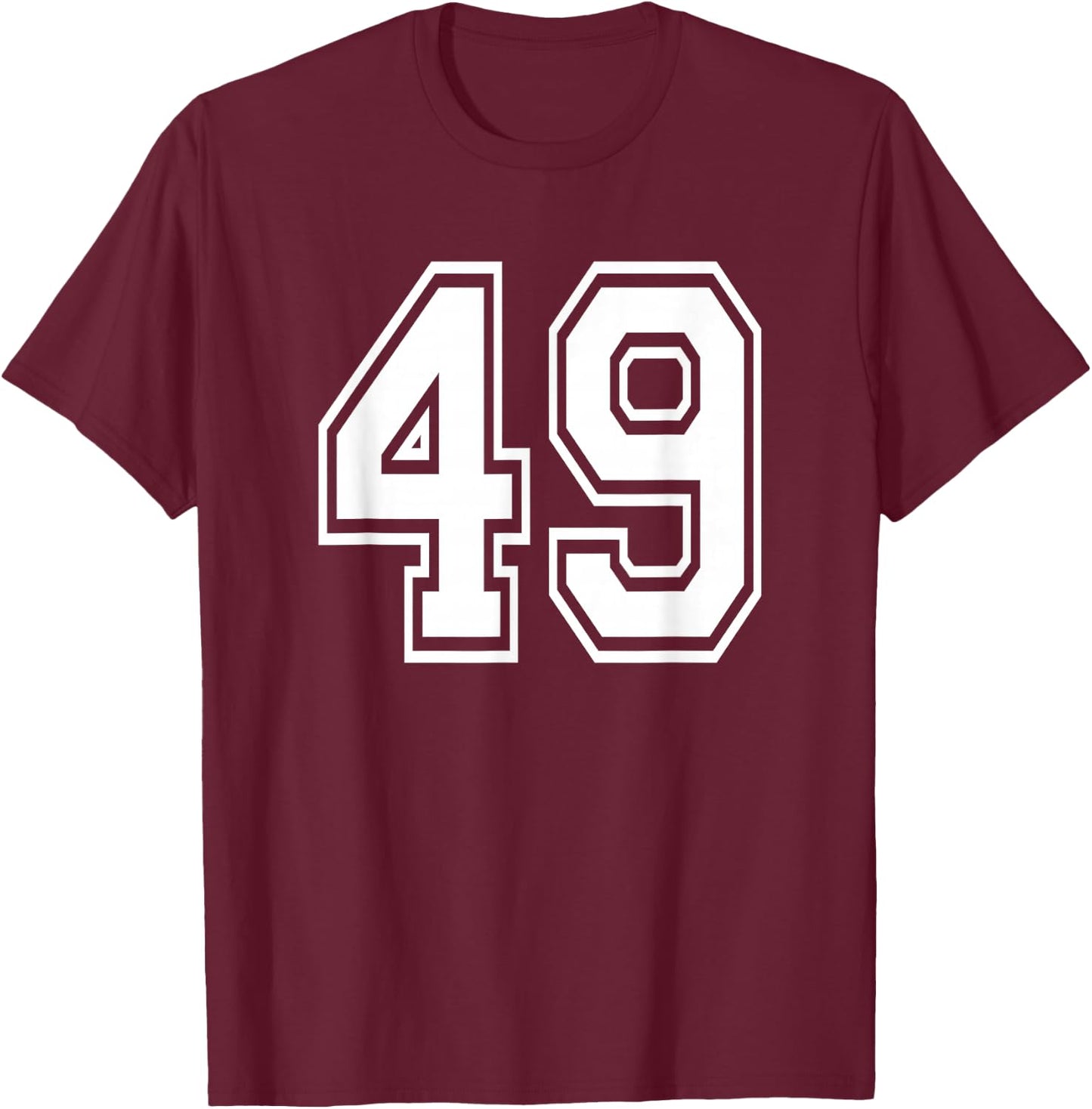 Number 49 Numbered Uniform Sports Jersey Team 49th Birthday T-Shirt - T-Shirt | Maroon