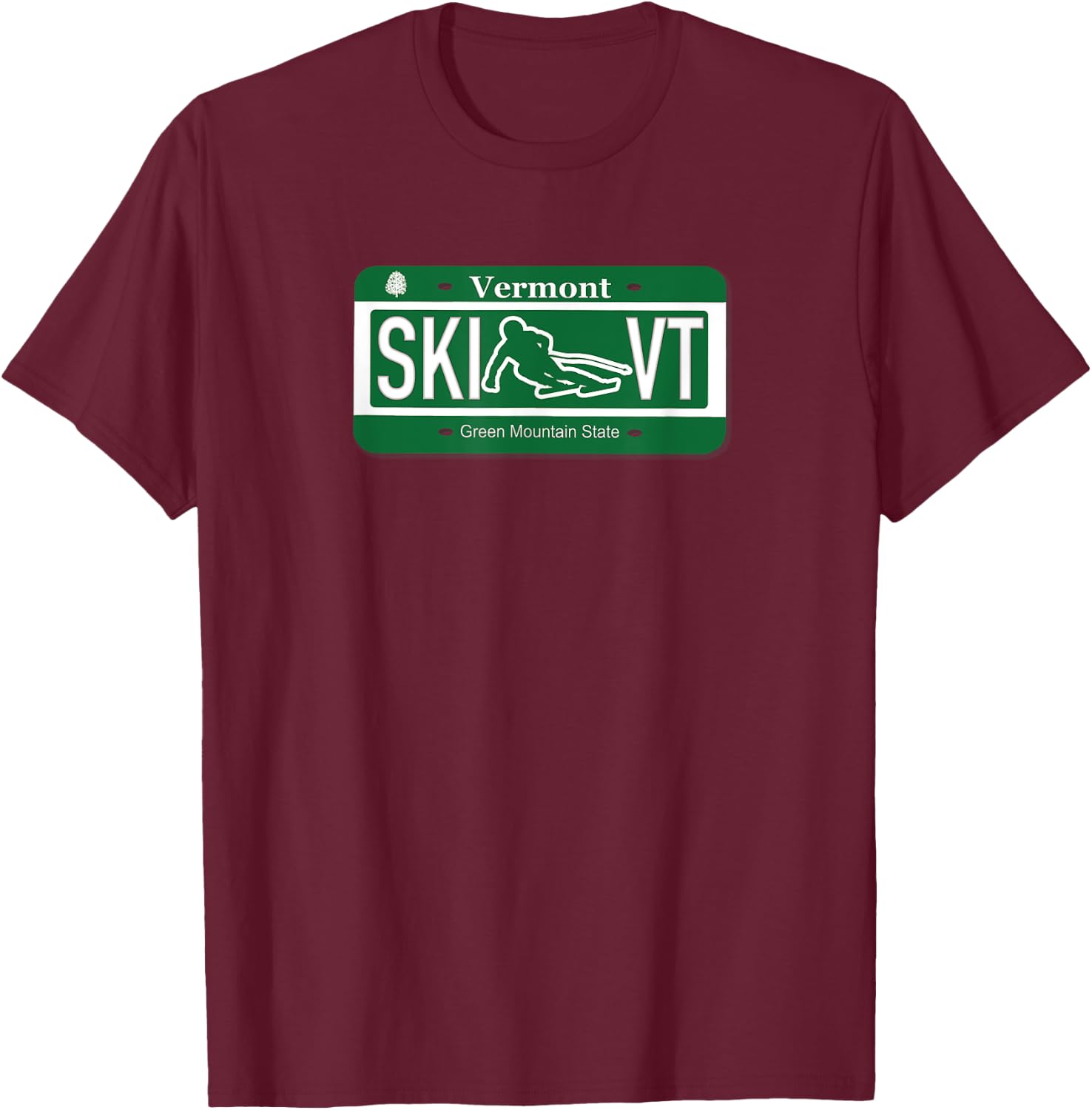 Vermont SKI VT 802 New England Green Mountain State T-Shirt - T-Shirt | Maroon