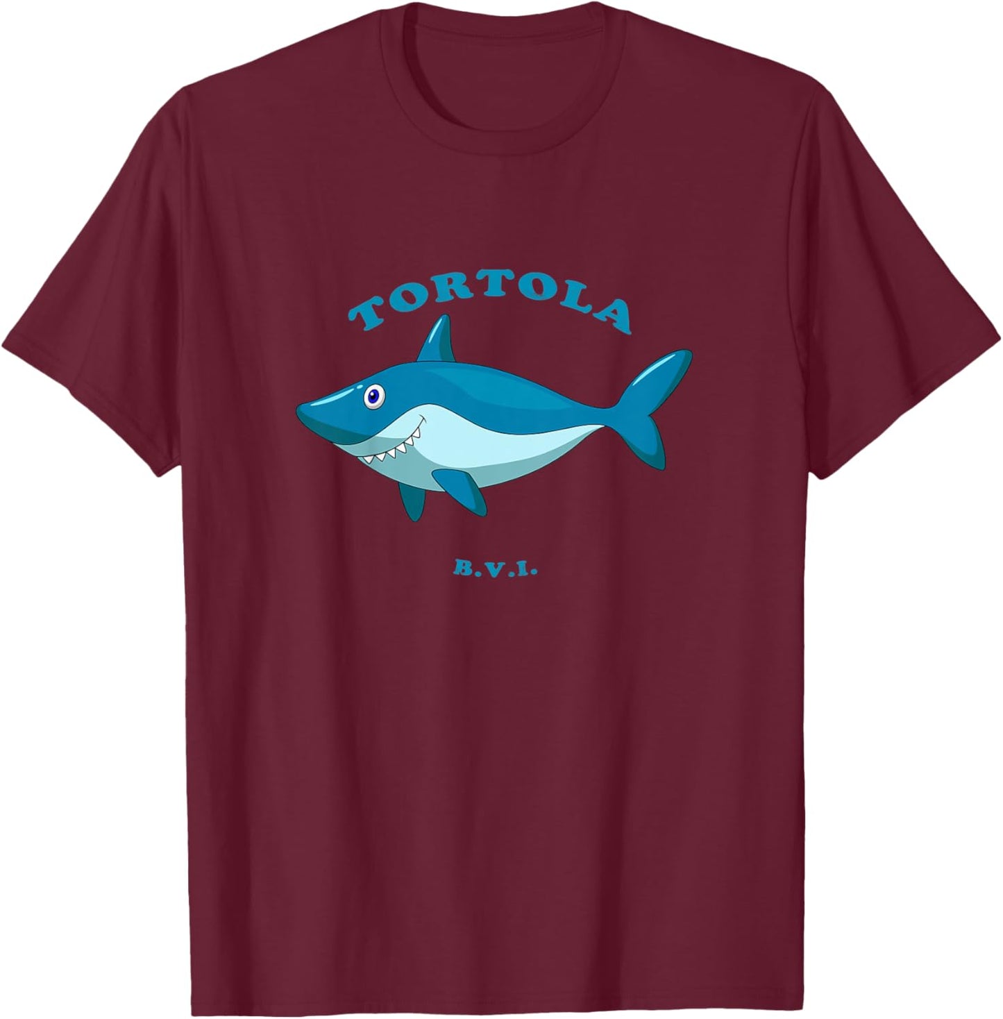 Kids Children's Tortola, BVI Shark Vacation T-Shirt - T-Shirt | Maroon
