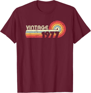 1977 Vintage Shirt, Birthday Gift . Retro Style T-Shirt - T-Shirt | Maroon