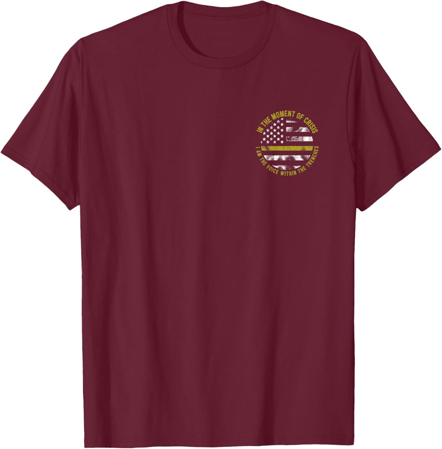 Police and Fire 911 Dispatcher Thin Gold Line Flag T-Shirt - T-Shirt | Maroon