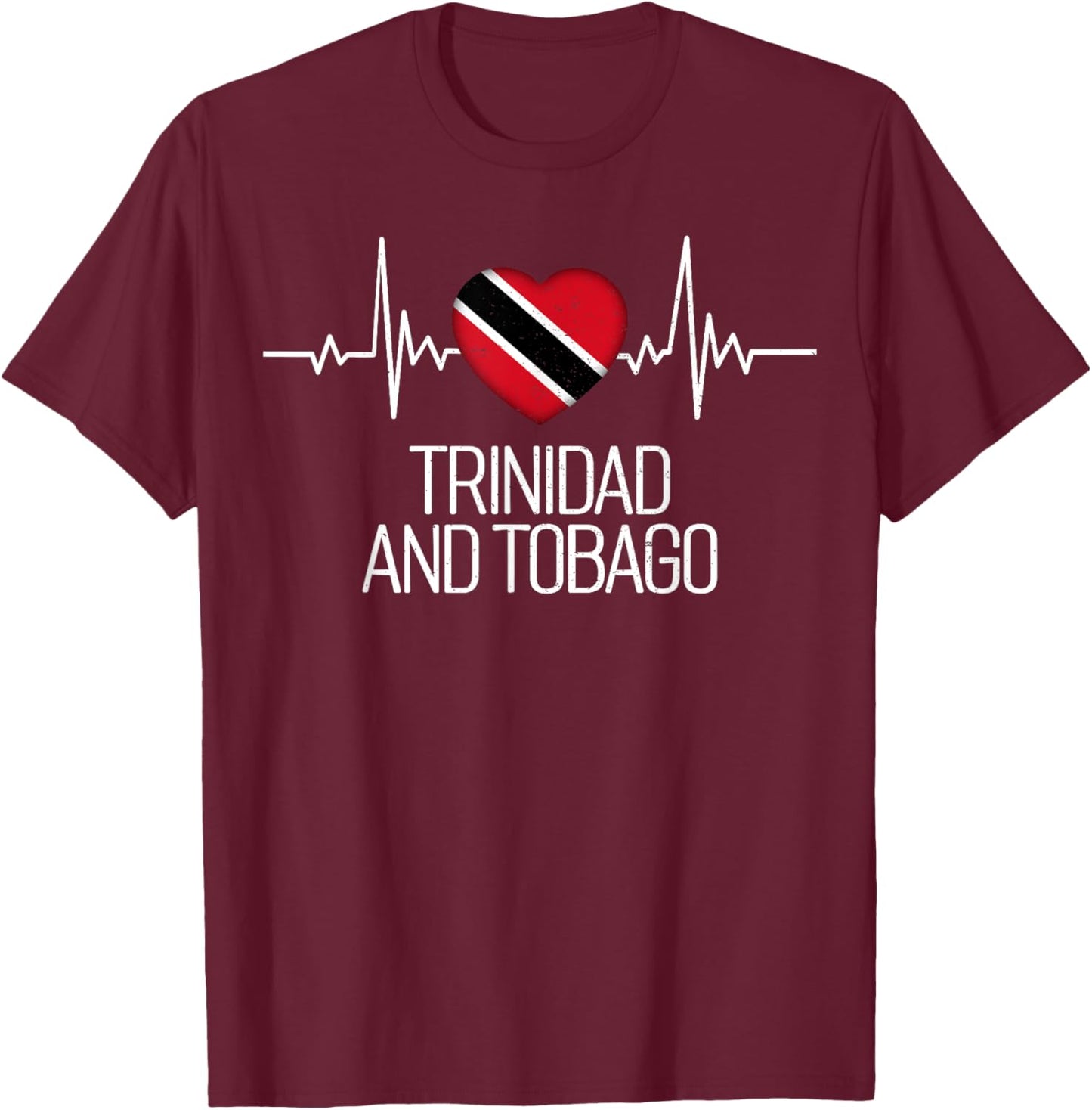 Trinidad and Tobago Flag & Proud Patriots - -Adults - Black - Small - Short Sleeve - - Modern Classic - Patriotic - Casual - All Seasons - 1 Count T-Shirt - T-Shirt | Maroon