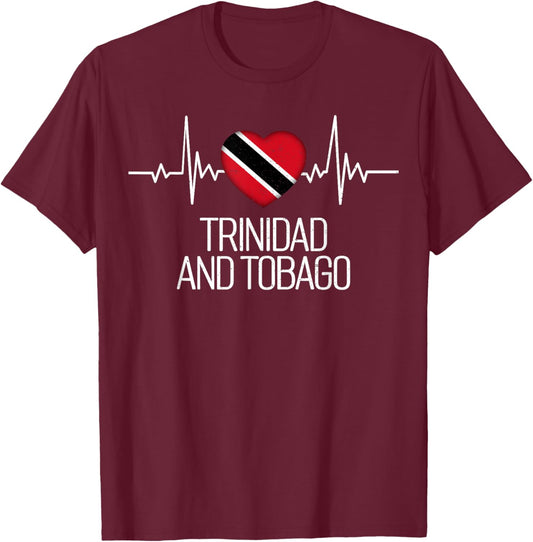 Trinidad and Tobago Flag & Proud Patriots - -Adults - Black - Small - Short Sleeve - - Modern Classic - Patriotic - Casual - All Seasons - 1 Count T-Shirt - T-Shirt | Maroon