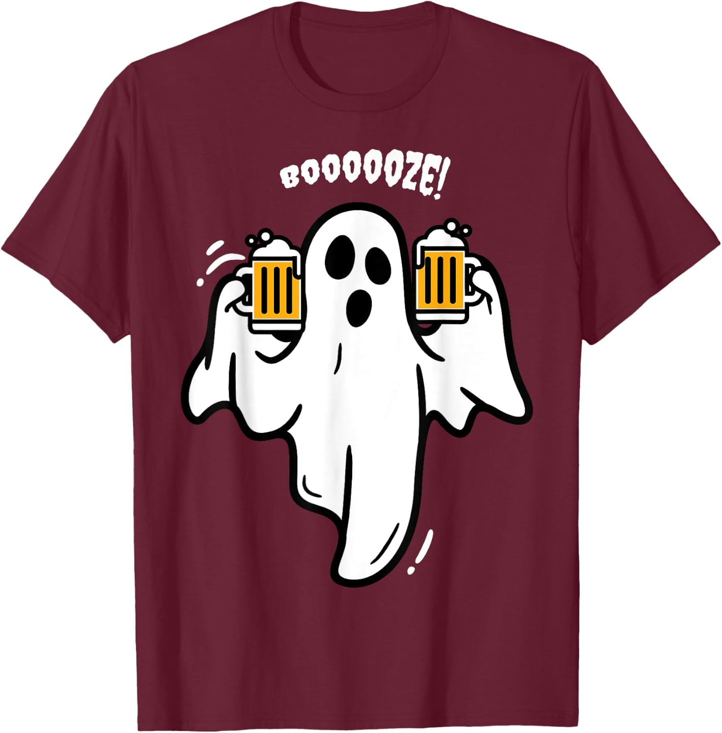 Booze Boo Ghost Drinking Beer Costume Easy Halloween Gifts T-Shirt - T-Shirt | Maroon