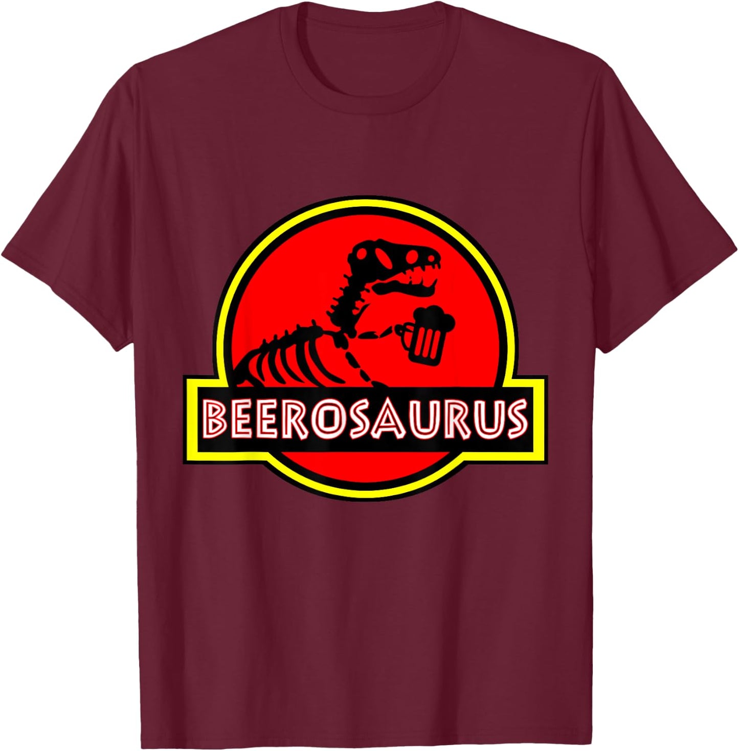 Funny BeeroSaurus Dinosaur Beer Drinker Lover Gift Men Women T-Shirt - T-Shirt | Maroon