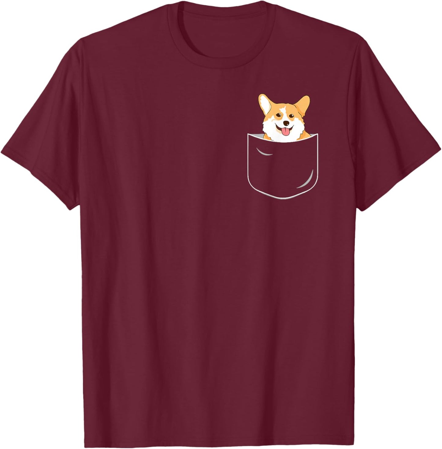 Funny Corgi Pet Dog - Corgi In Pocket Women Girls Kids T-Shirt - T-Shirt | Maroon