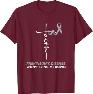 Parkinson's Disease Awareness - Gray Ribbon - Faith T-Shirt - T-Shirt | Maroon