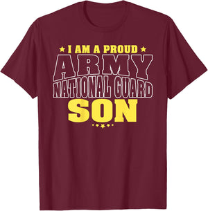 I Am A Proud Army National Guard Son - Military Child Family T-Shirt - T-Shirt | Maroon
