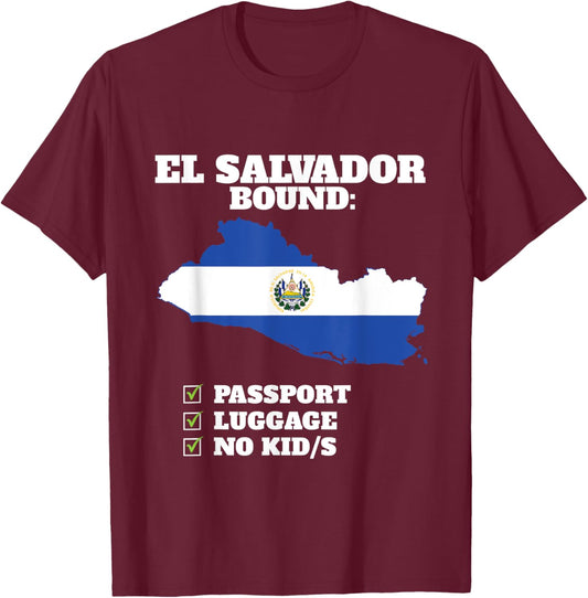 El Salvador Bound Country Travel Salvadoran Flag Vacation T-Shirt - T-Shirt | Maroon
