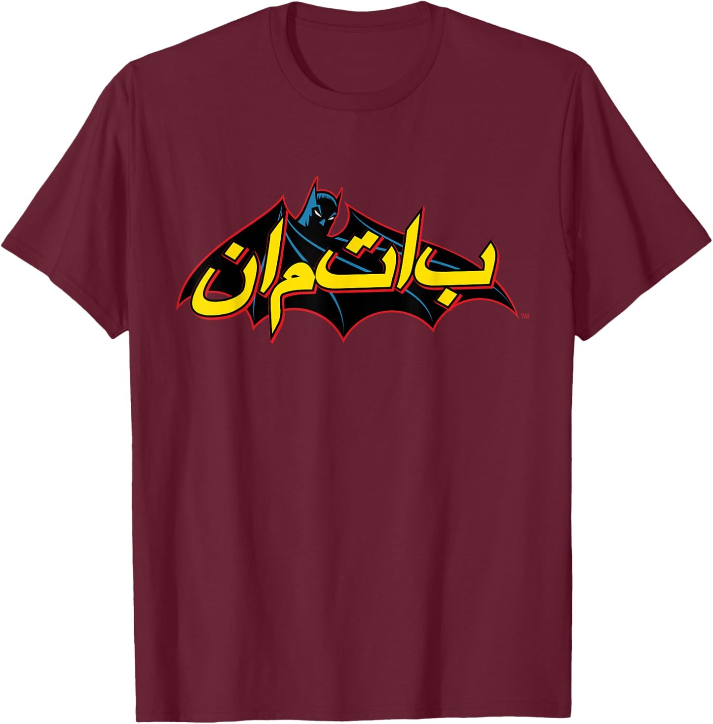 DC Batman Logo Comic Arabic T-Shirt - T-Shirt | Maroon